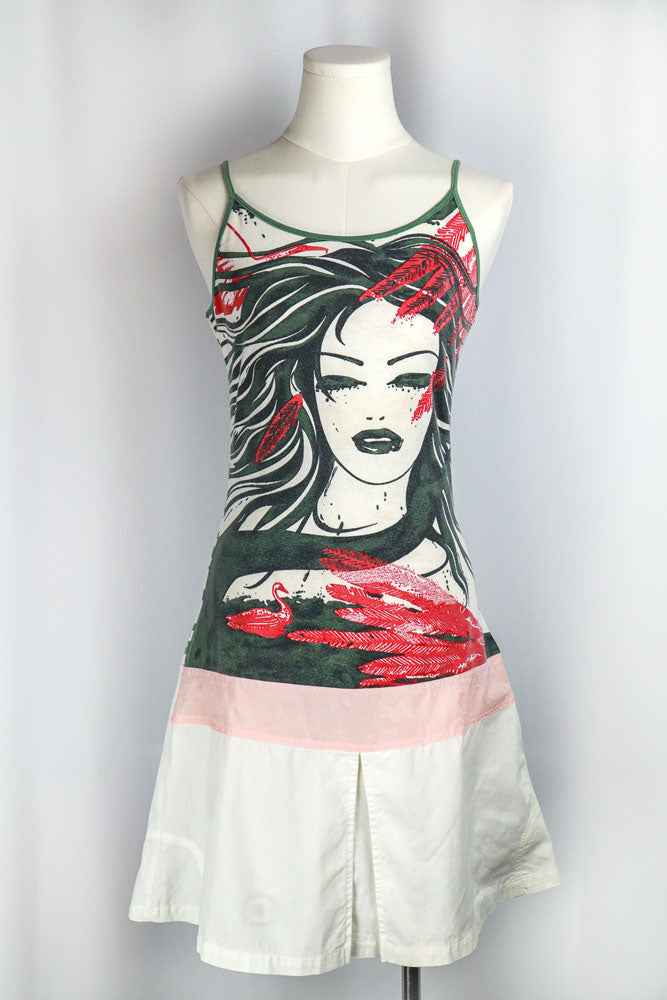 knee length dresses for ladies CUSTO Barcelona ~ Y2k 60s Print Mini Dress – fruitiga main image 0