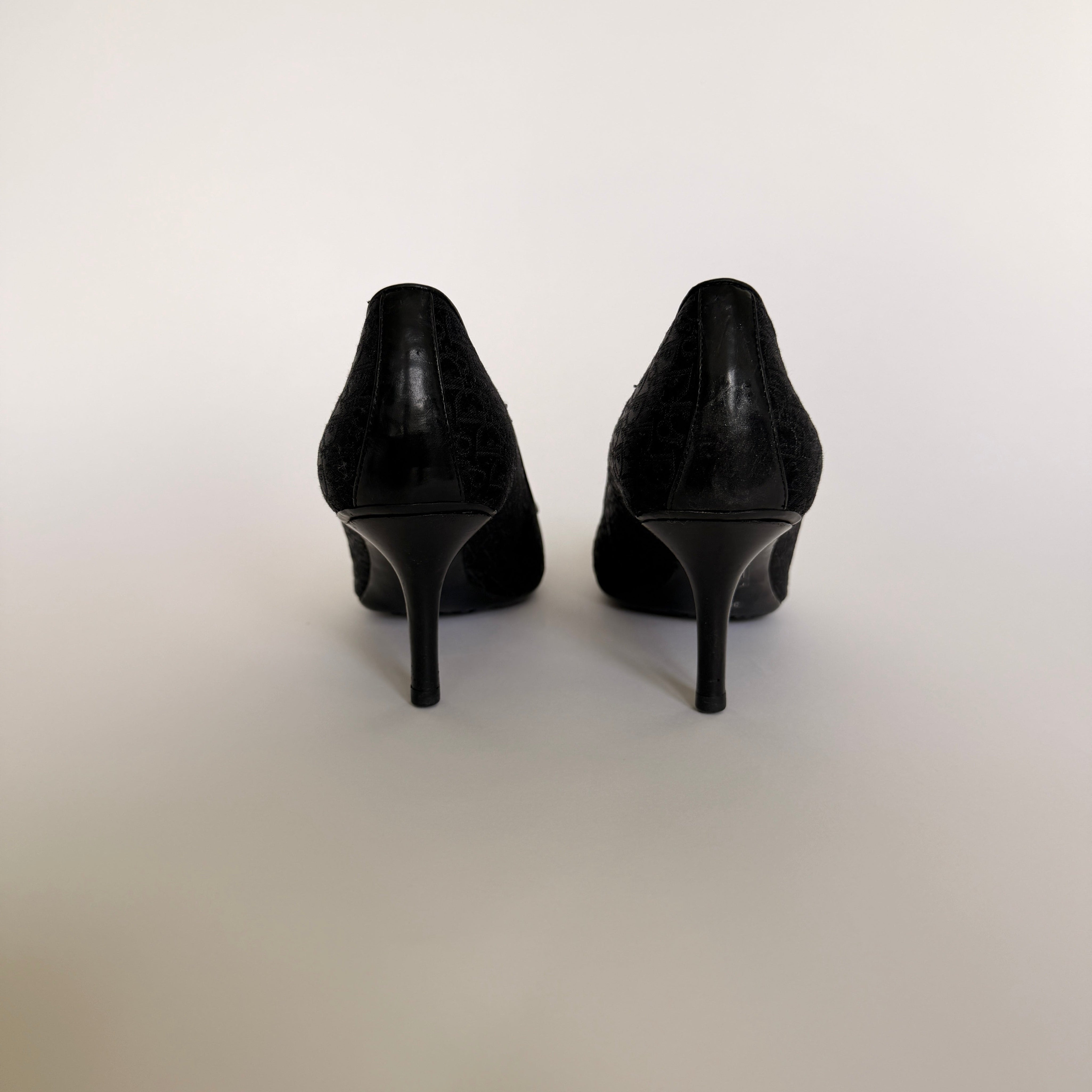 Dior by Galliano Diorissimo Monogram Black Pointed Toe Pumps - EU 38.5 / US 8