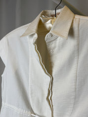 Alaïa Paris Vintage Ivory Pleated Cropped Top with Drawstring Waist - S/M