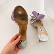 Jimmy Choo Reworked Silver Orchid Mules - 40