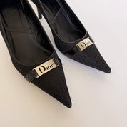 Dior by Galliano Diorissimo Monogram Black Pointed Toe Pumps - EU 38.5 / US 8