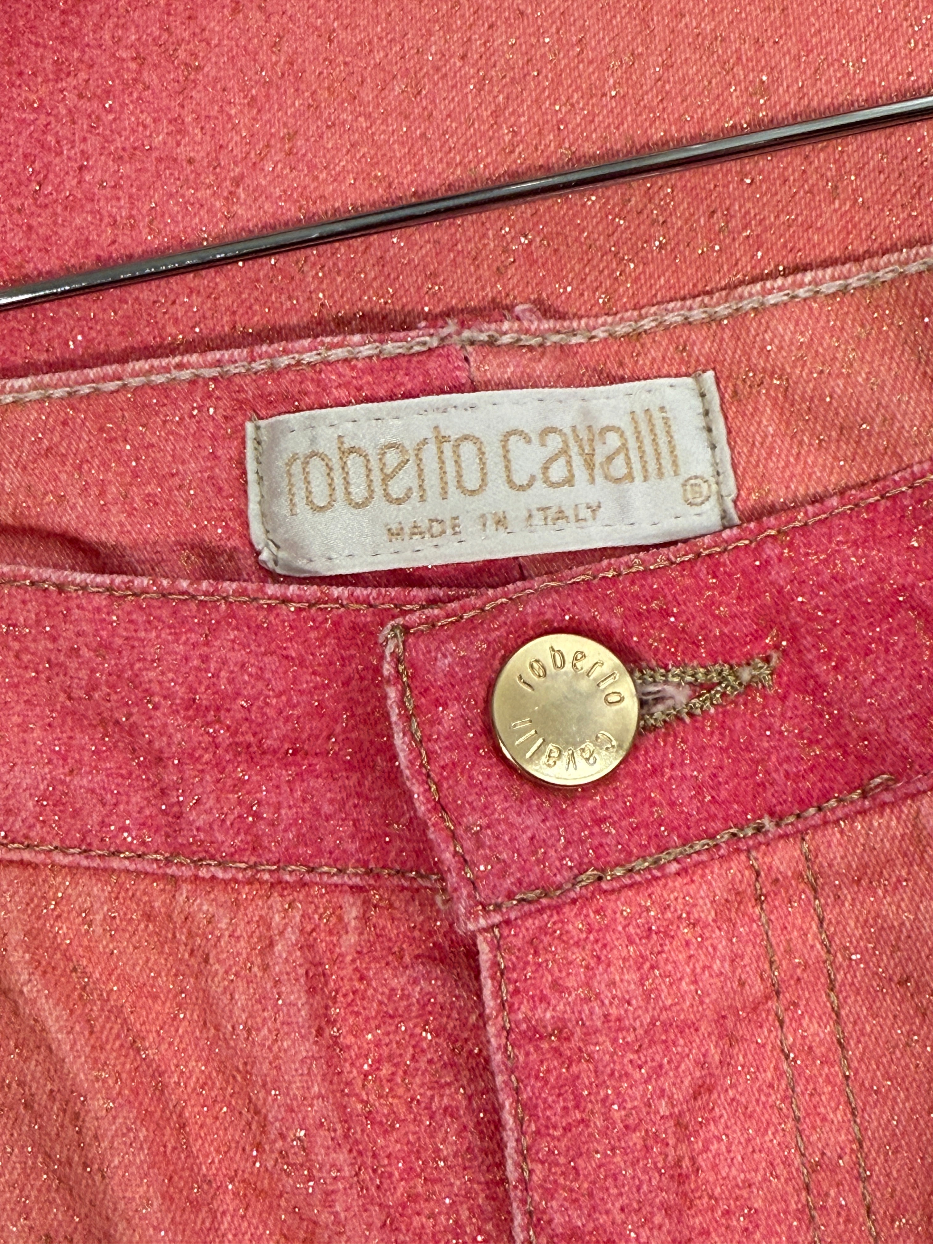 Roberto Cavalli 2001 Pink Ombré Glitter Denim Top & Jeans Set - Top S-M / Jeans W24
