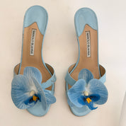 Manolo Blahnik Reworked Orchid Mules - Blue - EU 38