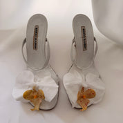 Manolo Blahnik Reworked White Orchid Heels - EU 38 / US 7