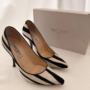 Jimmy Choo Zebra Print Pony Hair Heels - EU 37.5 / US 7