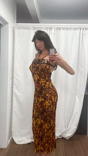 Jean Paul Gaultier Femme 2004 Leopard Print Sheer Halter Maxi Dress