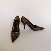 Prada Brown Studded Pointed Toe Pumps - EU 40 / US 9.5