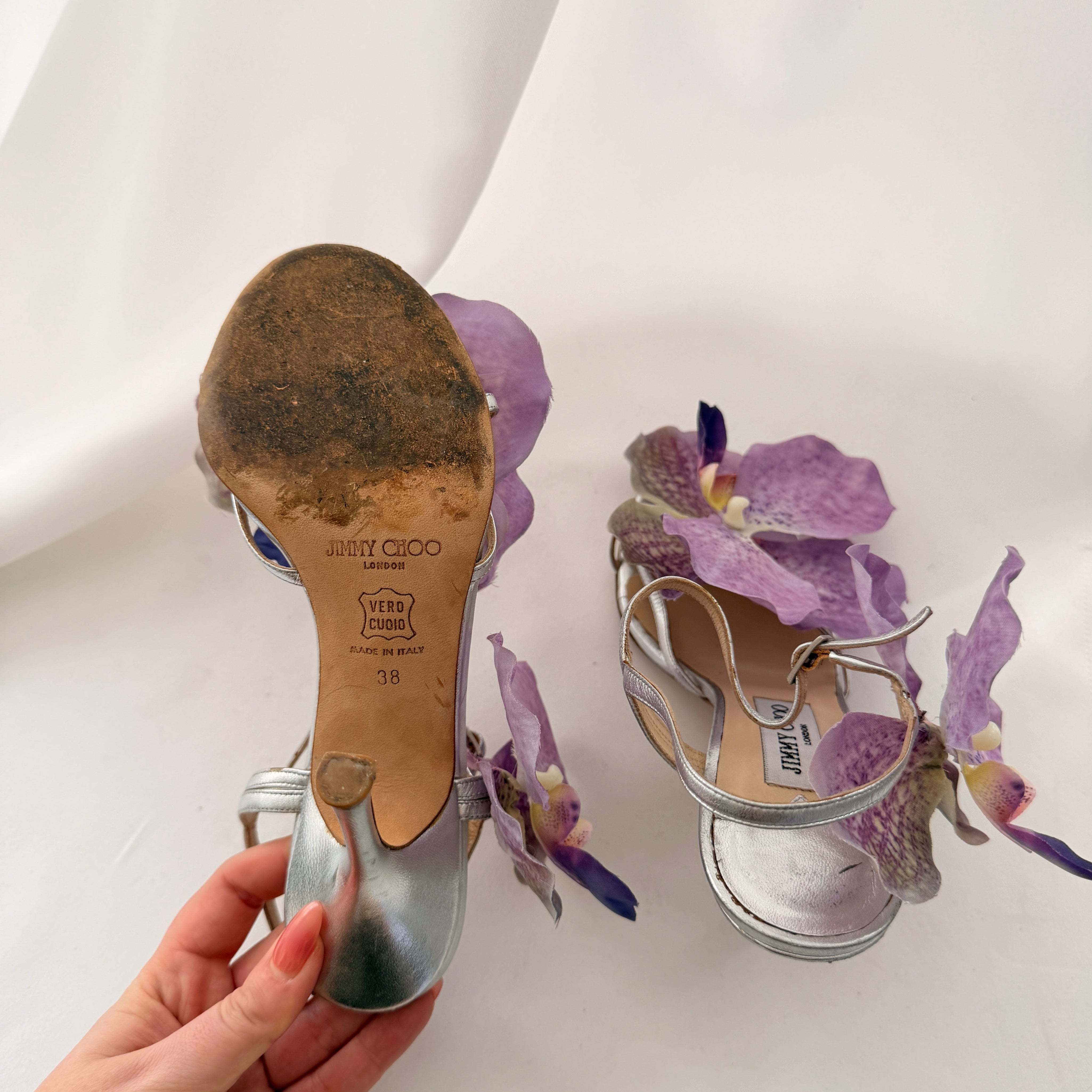 Jimmy Choo Reworked Orchid Heels - Silver & Purple