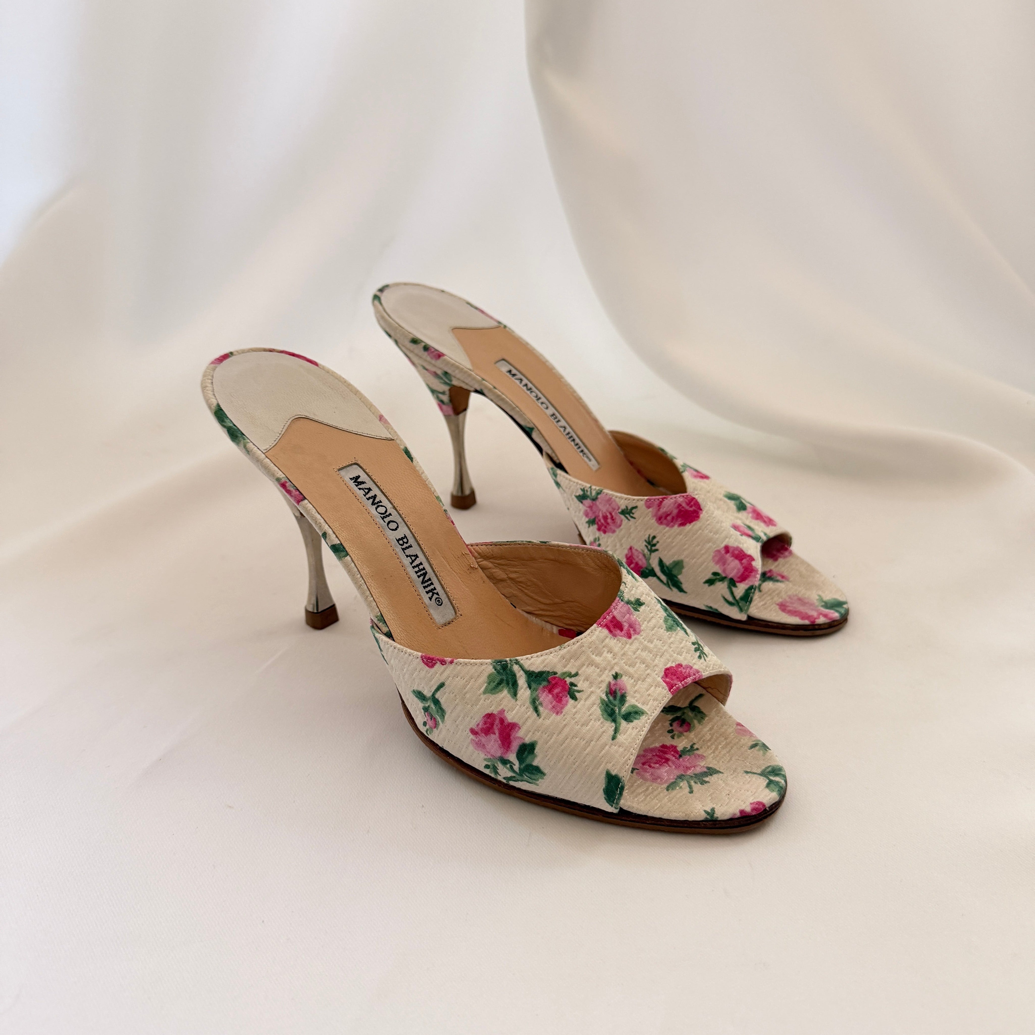 Vintage Manolo Blahnik Floral Mules - EU 38.5