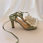 Manolo Blahnik Reworked Orchid Heels - Sage Green - EU 40.5