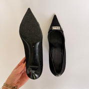 Dior by Galliano Diorissimo Monogram Black Pointed Toe Pumps - EU 38.5 / US 8