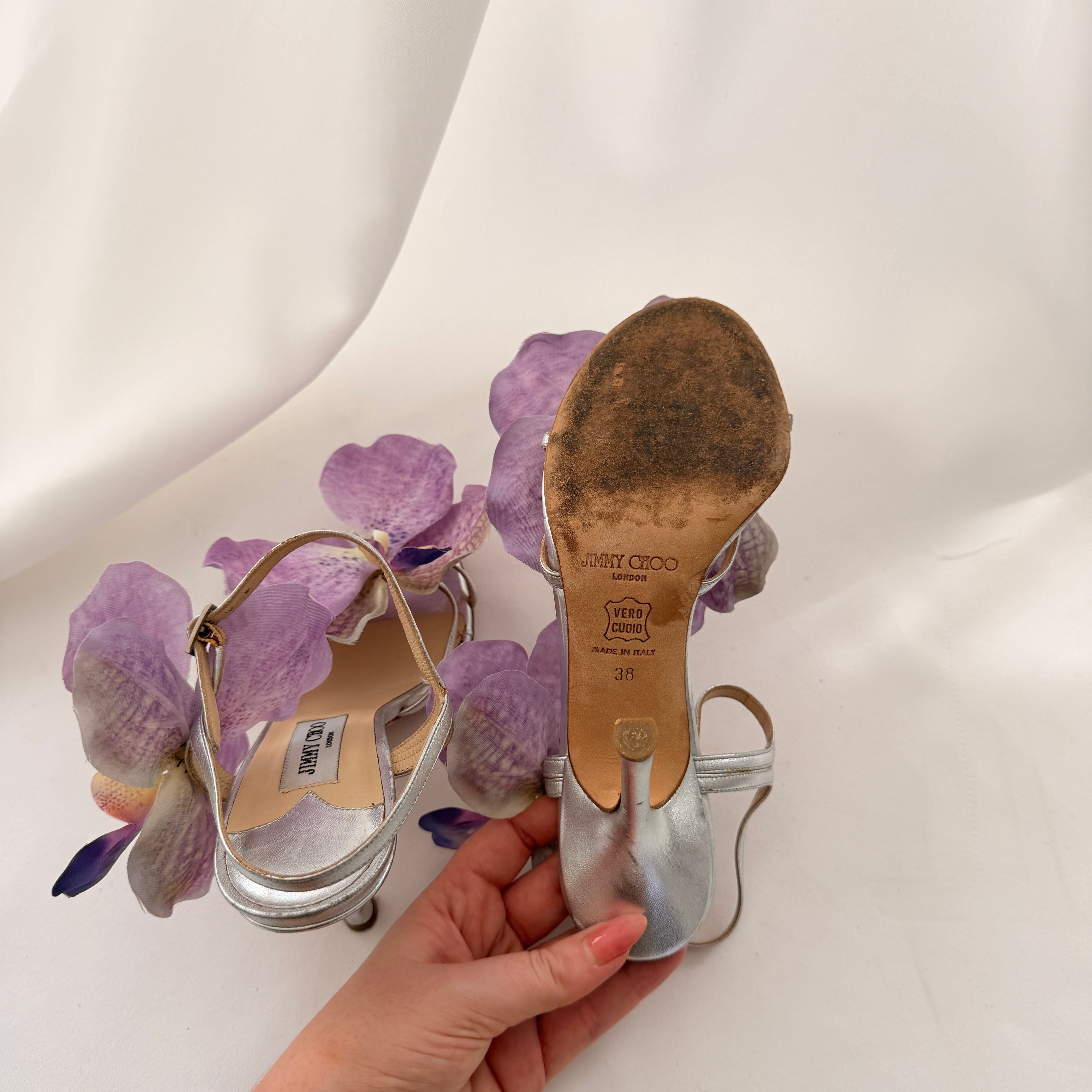 Jimmy Choo Reworked Orchid Heels - Silver & Purple