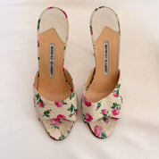Vintage Manolo Blahnik Floral Mules - EU 38.5