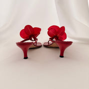Manolo Blahnik Reworked Red Orchid Flip Flop Heels - 38