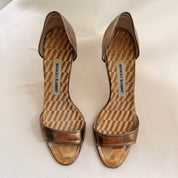 Manolo Bahnik Bronze Leather D'orsay Pumps (37.5)