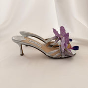 Jimmy Choo Reworked Silver Orchid Mules - 40