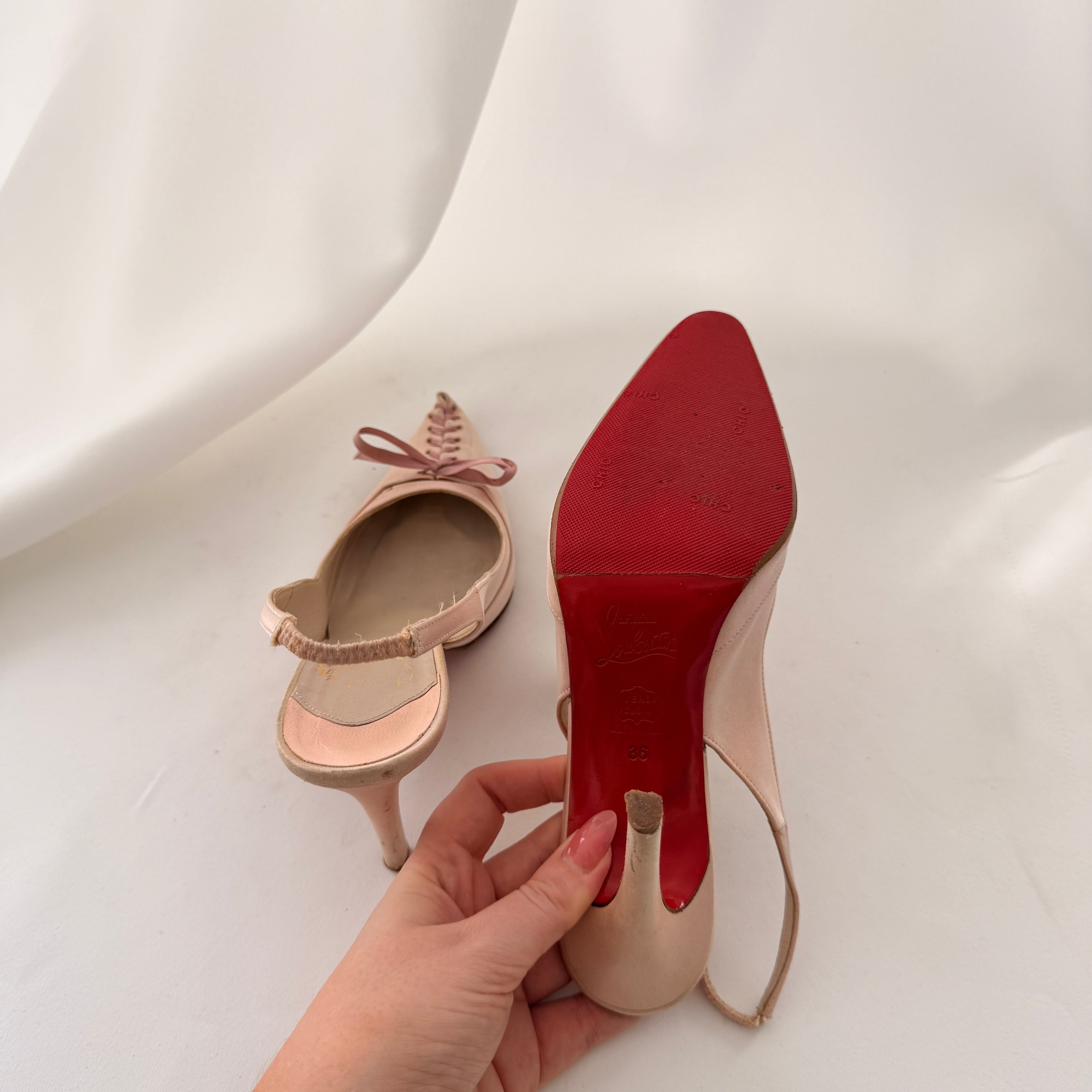 Vintage Christian Louboutin Lace Up Slingbacks