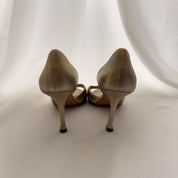 Manolo Blahnik Sedaraby Crystal d'Orsay Heels - Gold - 41