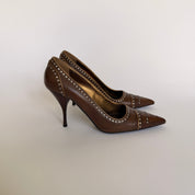 Prada Brown Studded Pointed Toe Pumps - EU 40 / US 9.5