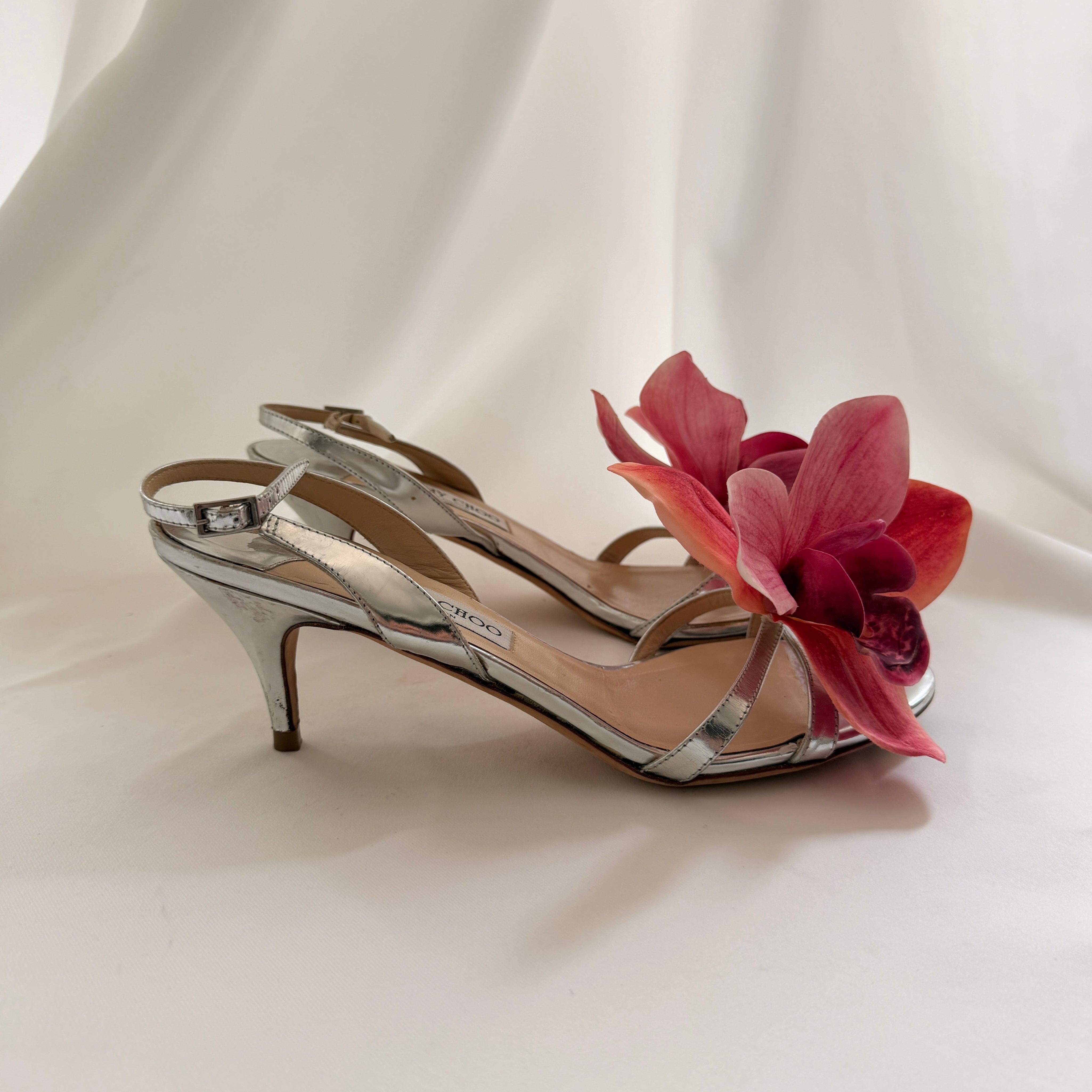 Jimmy Choo Reworked Silver & Pink Orchid Heels - EU 41