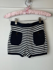 Blumarine Navy & White Stripe Knit Shorts - XS