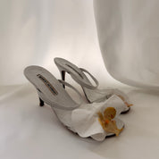 Manolo Blahnik Reworked White Orchid Heels - EU 38 / US 7
