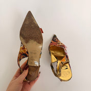 Just Cavalli Floral Nautical Print Embellished Slingbacks - EU 37 / US 6.5