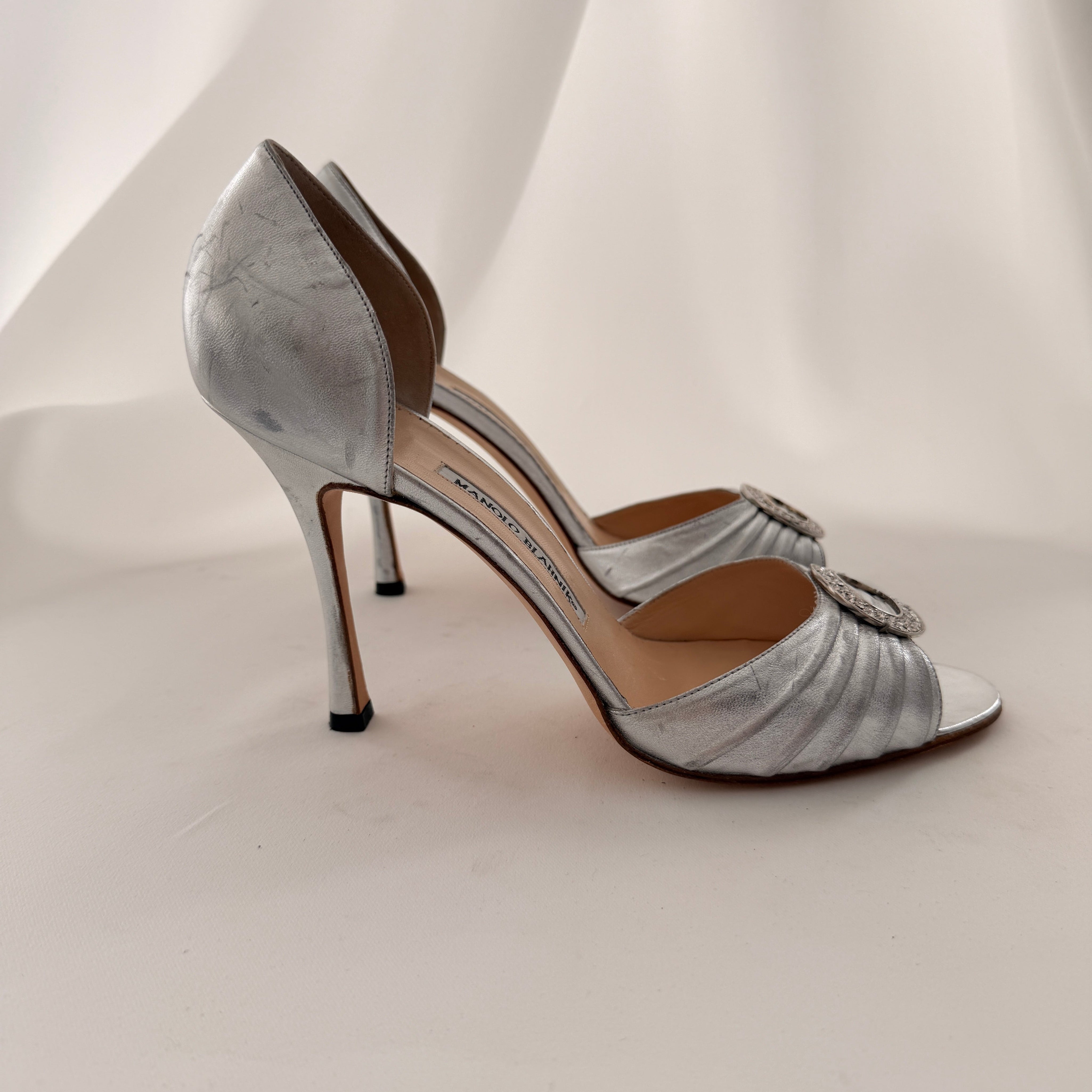 Silver Manolo Blahnik Sedaraby d'Orsay Heels