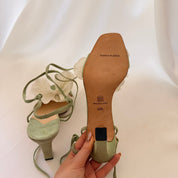 Manolo Blahnik Reworked Orchid Heels - Sage Green - EU 40.5