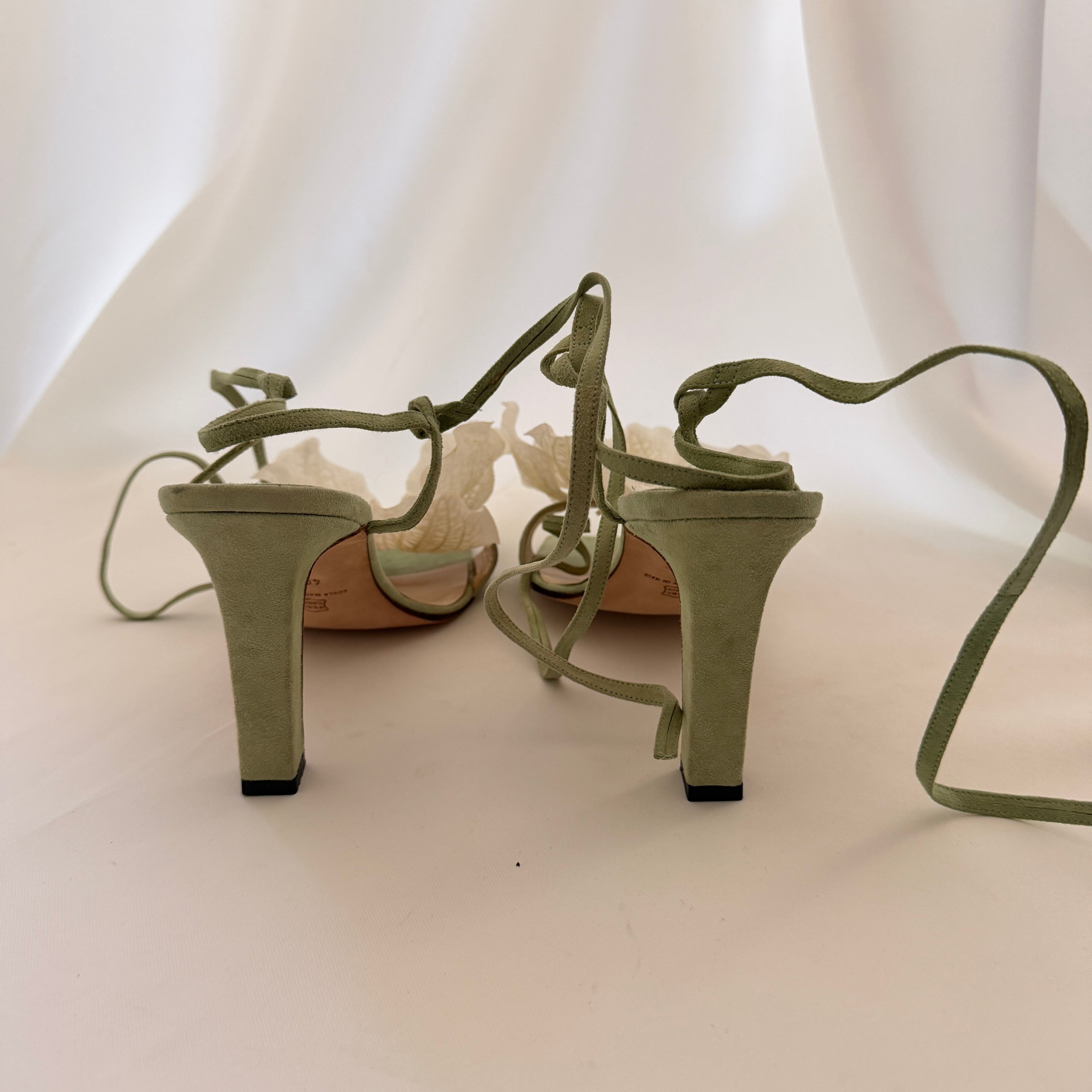 Manolo Blahnik Reworked Orchid Heels - Sage Green - EU 40.5