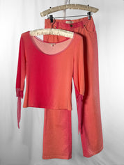 Roberto Cavalli 2001 Pink Ombré Glitter Denim Top & Jeans Set - Top S-M / Jeans W24