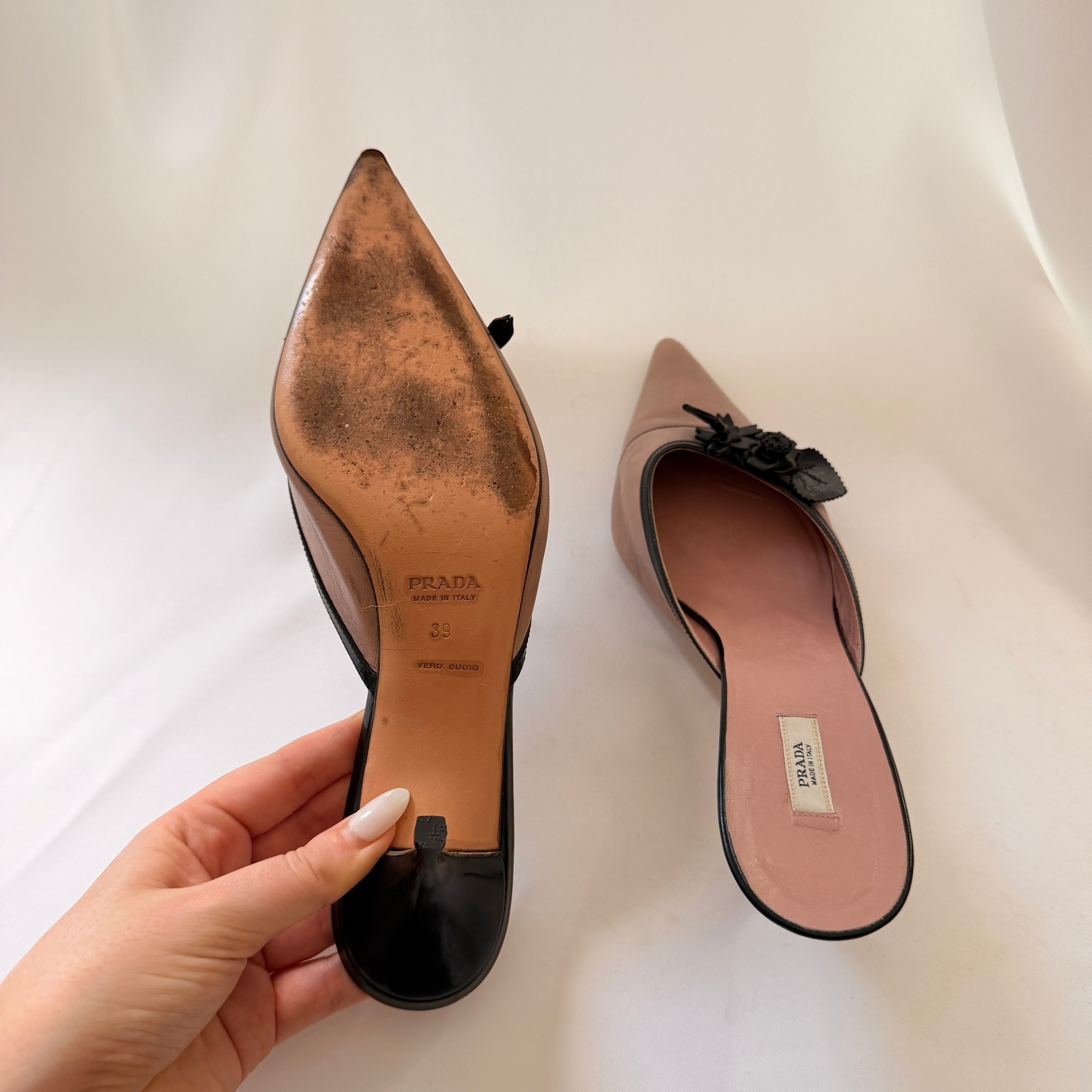 Prada Mules with Floral Detail - EU 39