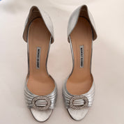 Silver Manolo Blahnik Sedaraby d'Orsay Heels