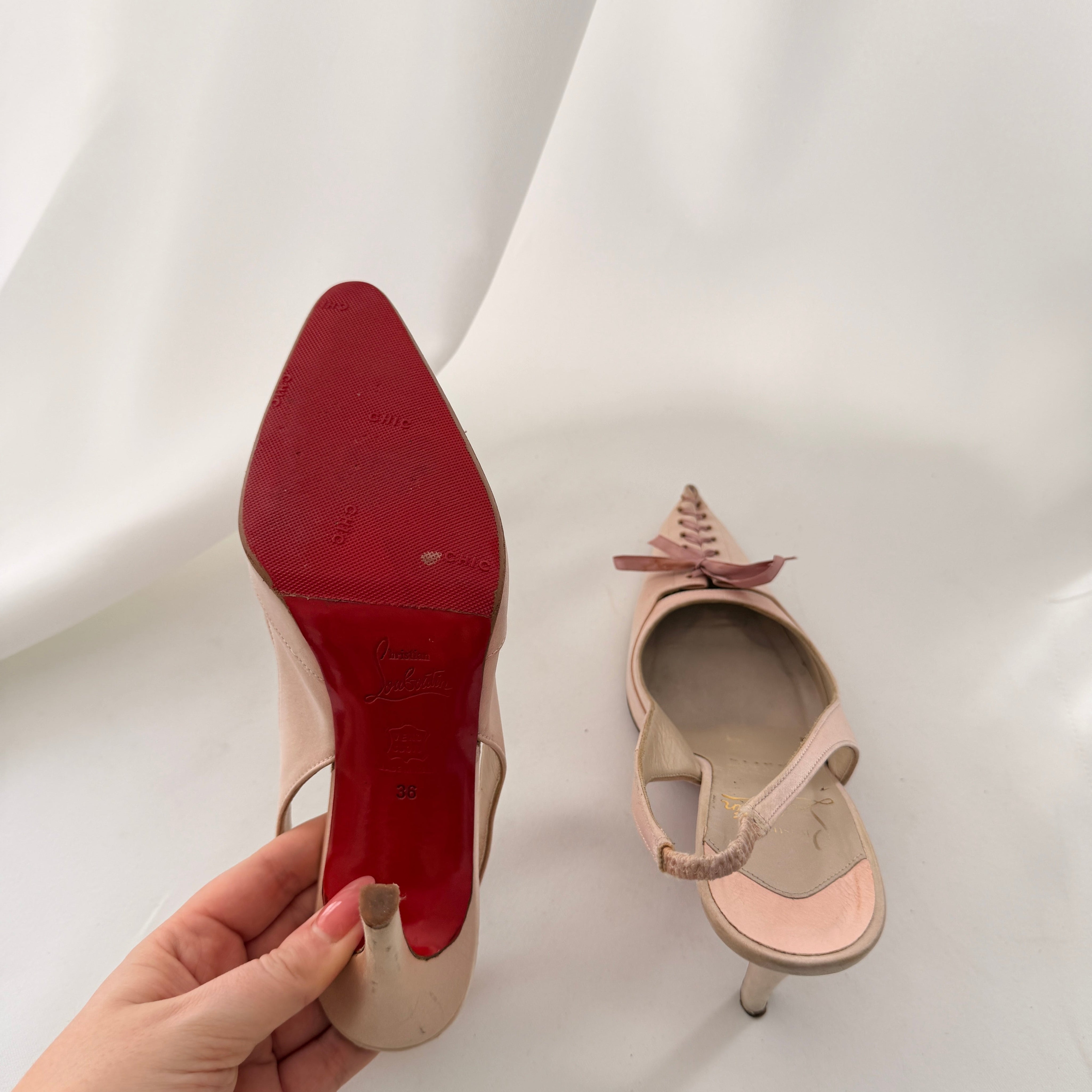 Vintage Christian Louboutin Lace Up Slingbacks