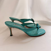 Manolo Blahnik Embellished Flip Flop Heels - EU 41