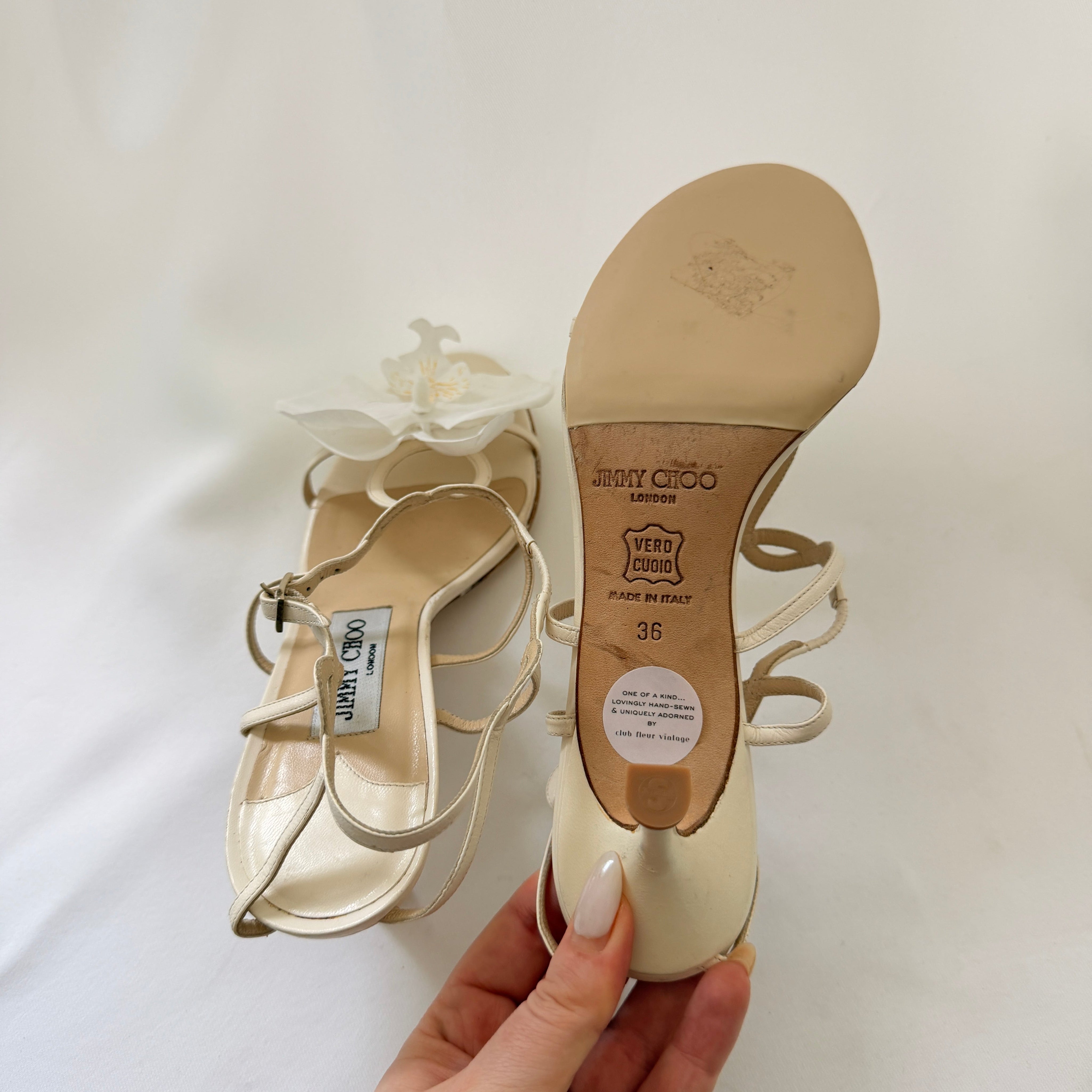 Jimmy Choo Reworked Orchid Sandals Ivory - 36