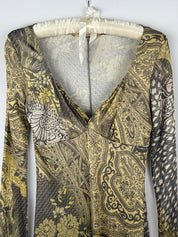 Class Roberto Cavalli 2000s Mixed Print Mesh Midi Dress - M