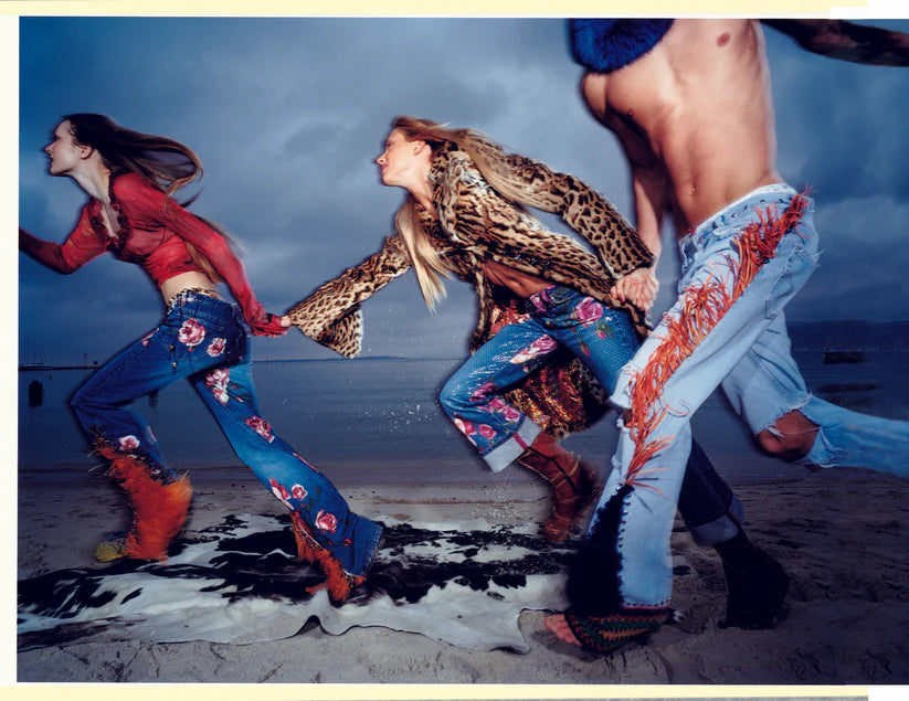 Roberto Cavalli F/W 1999 Iridescent Rose Painted Jeans – S