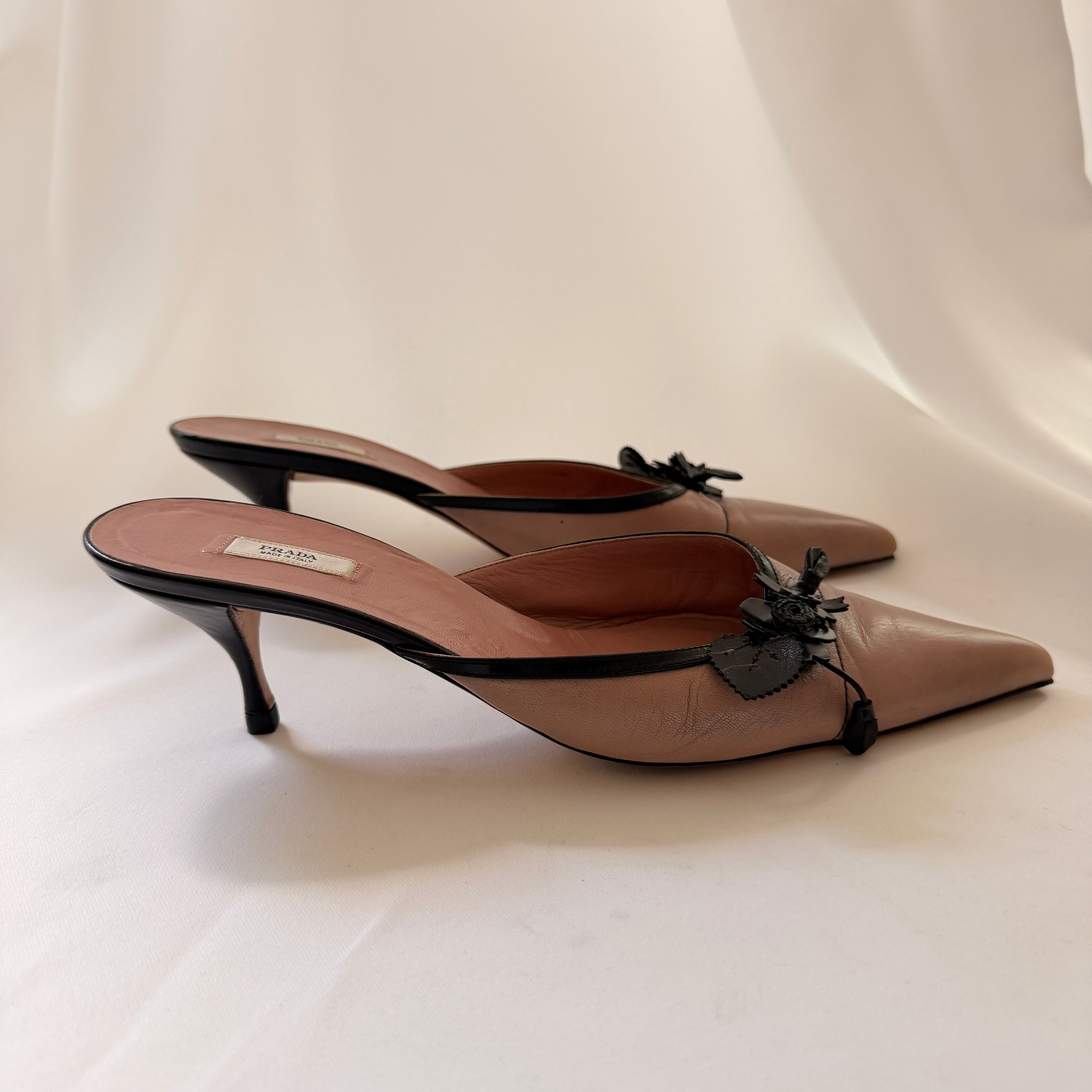 Prada Mules with Floral Detail - EU 39