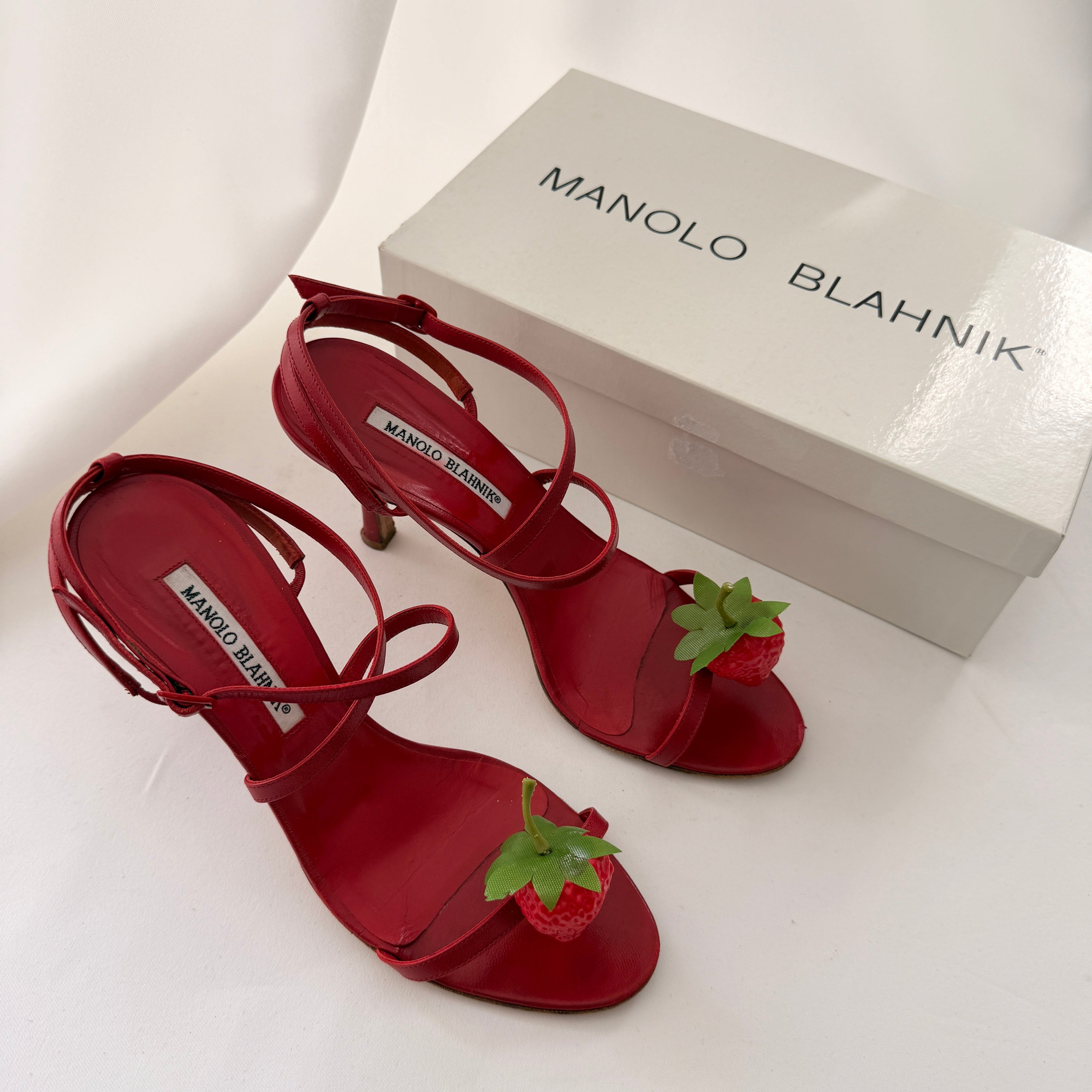 Manolo Blahnik Reworked Strawberry Heels