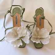 Manolo Blahnik Reworked Orchid Heels - Sage Green - EU 40.5