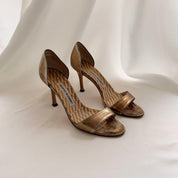 Manolo Bahnik Bronze Leather D'orsay Pumps (37.5)