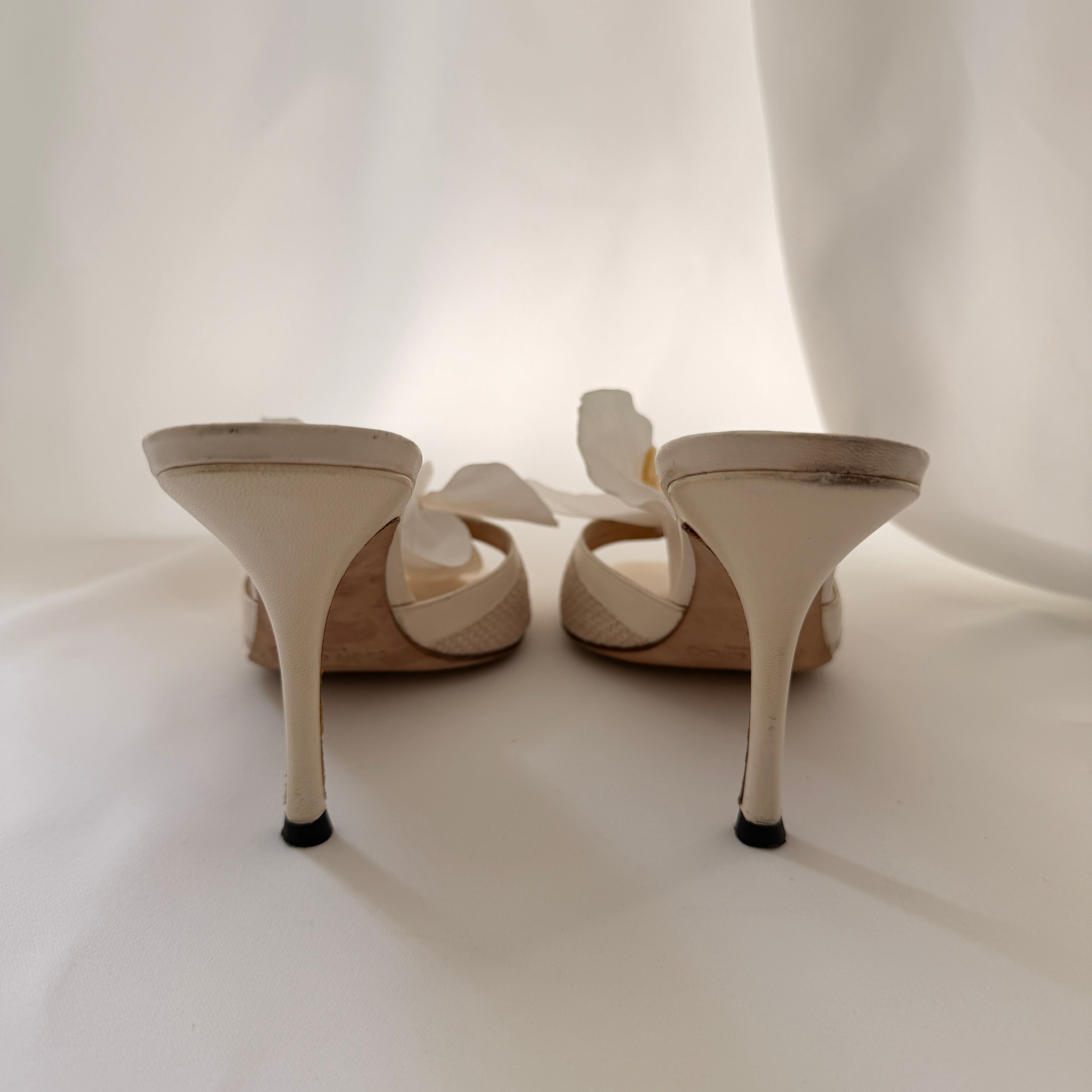 Jimmy Choo Reworked Cream Orchid Mules - EU 39.5 / US 8.5