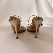 Jimmy Choo Gold Embellished Sandals - EU 36