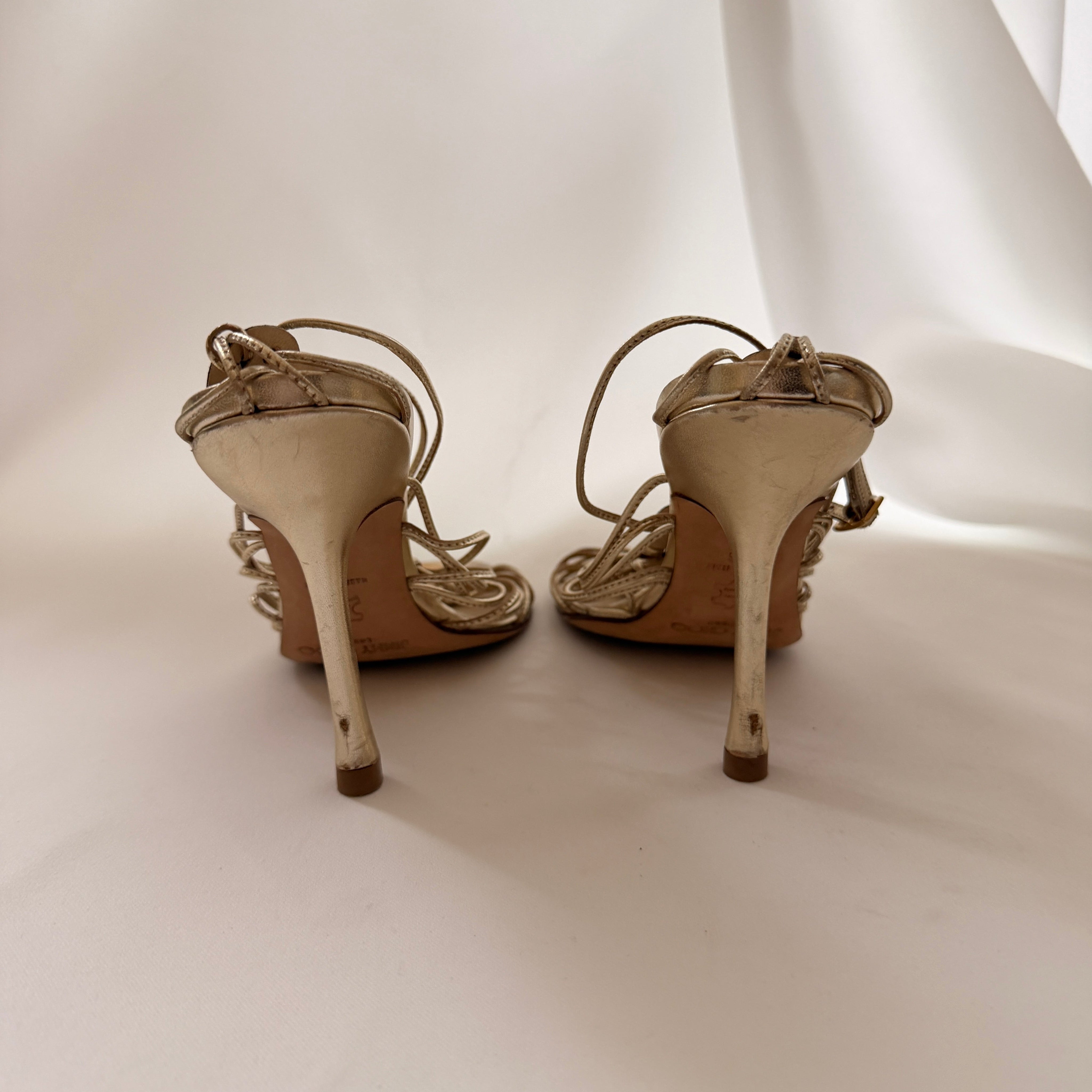Jimmy Choo Gold Embellished Sandals - EU 36