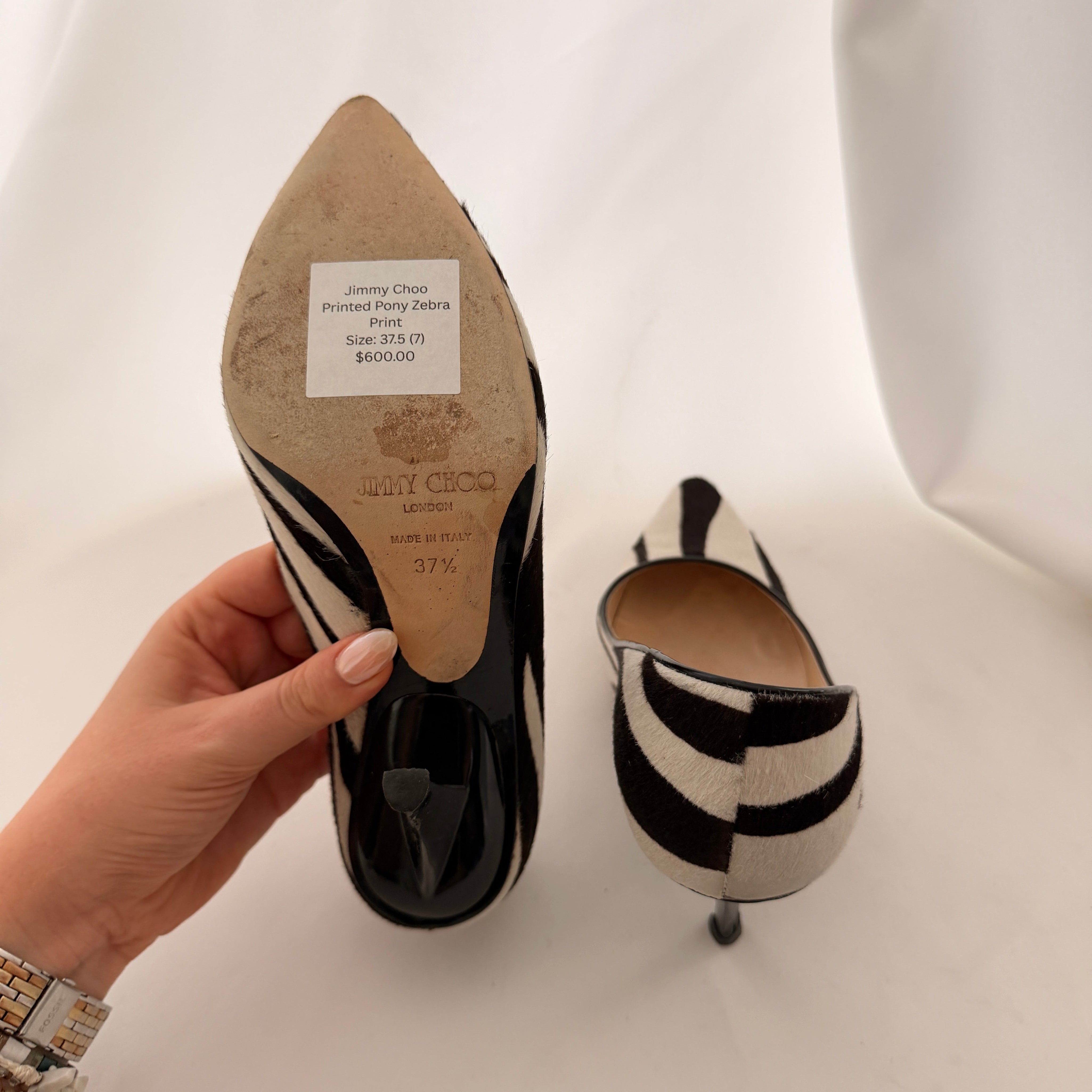 Jimmy Choo Zebra Print Pony Hair Heels - EU 37.5 / US 7