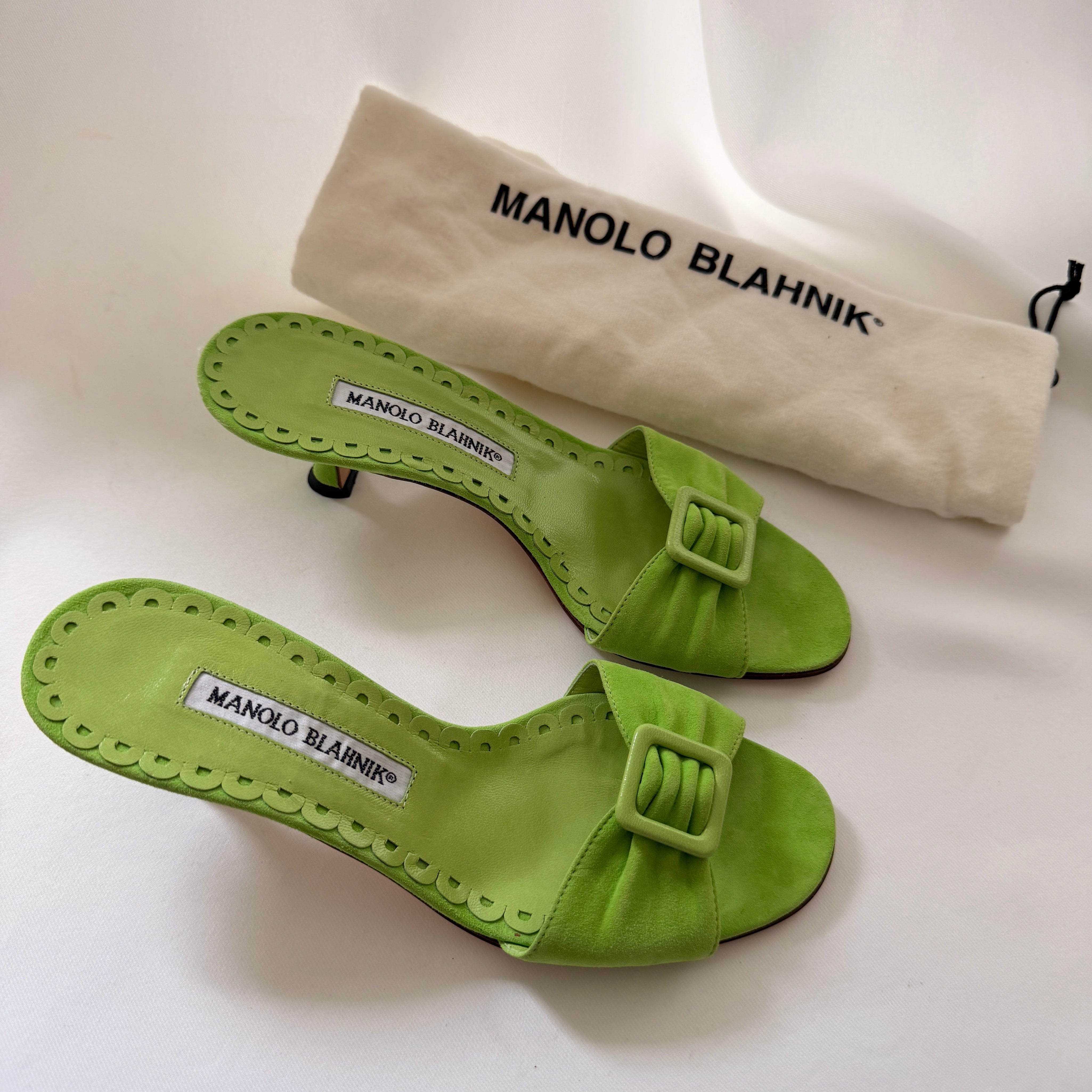 Manolo Blahnik Buckle Mules - Green - EU 35