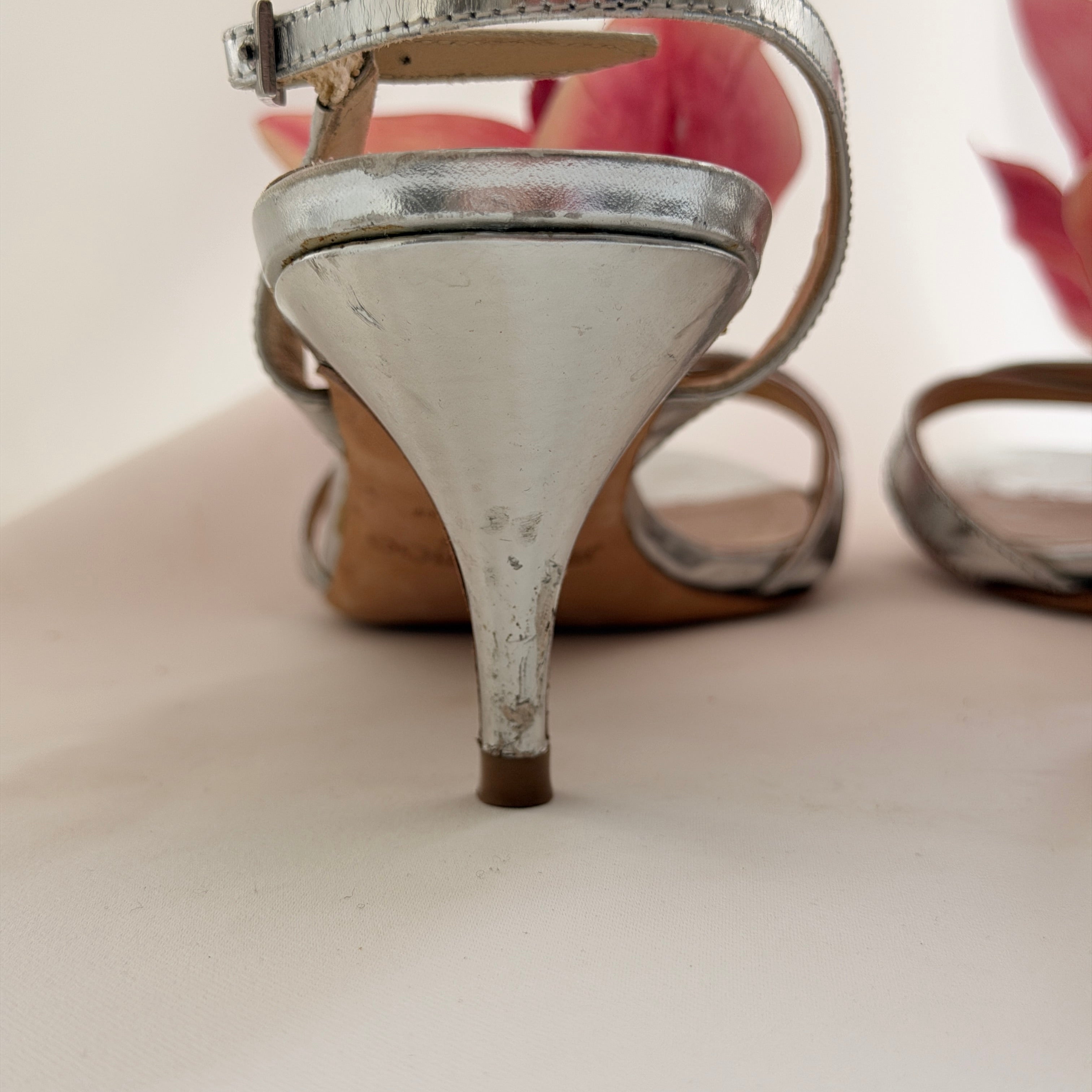 Jimmy Choo Reworked Silver & Pink Orchid Heels - EU 41