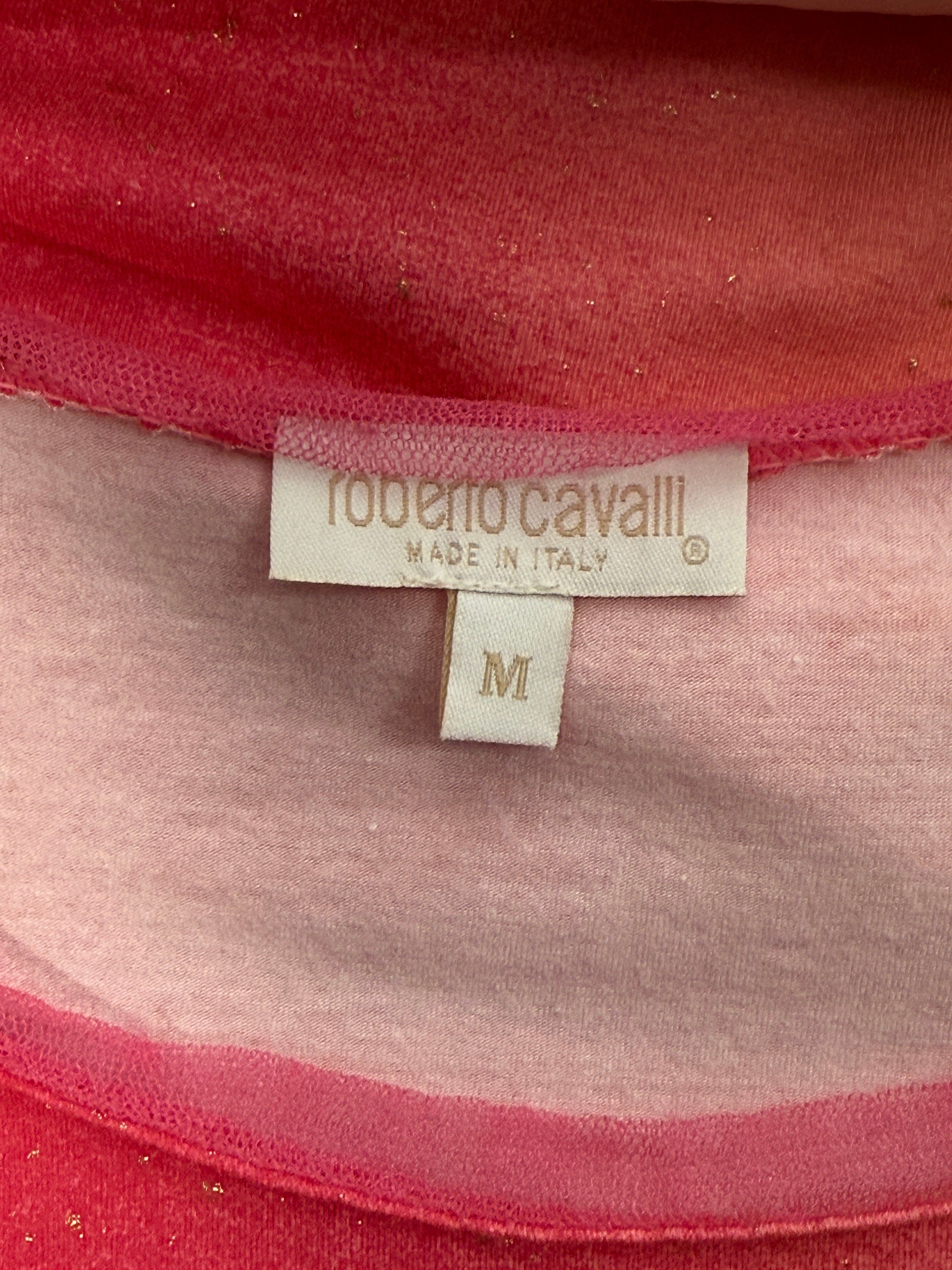 Roberto Cavalli 2001 Pink Ombré Glitter Denim Top & Jeans Set - Top S-M / Jeans W24