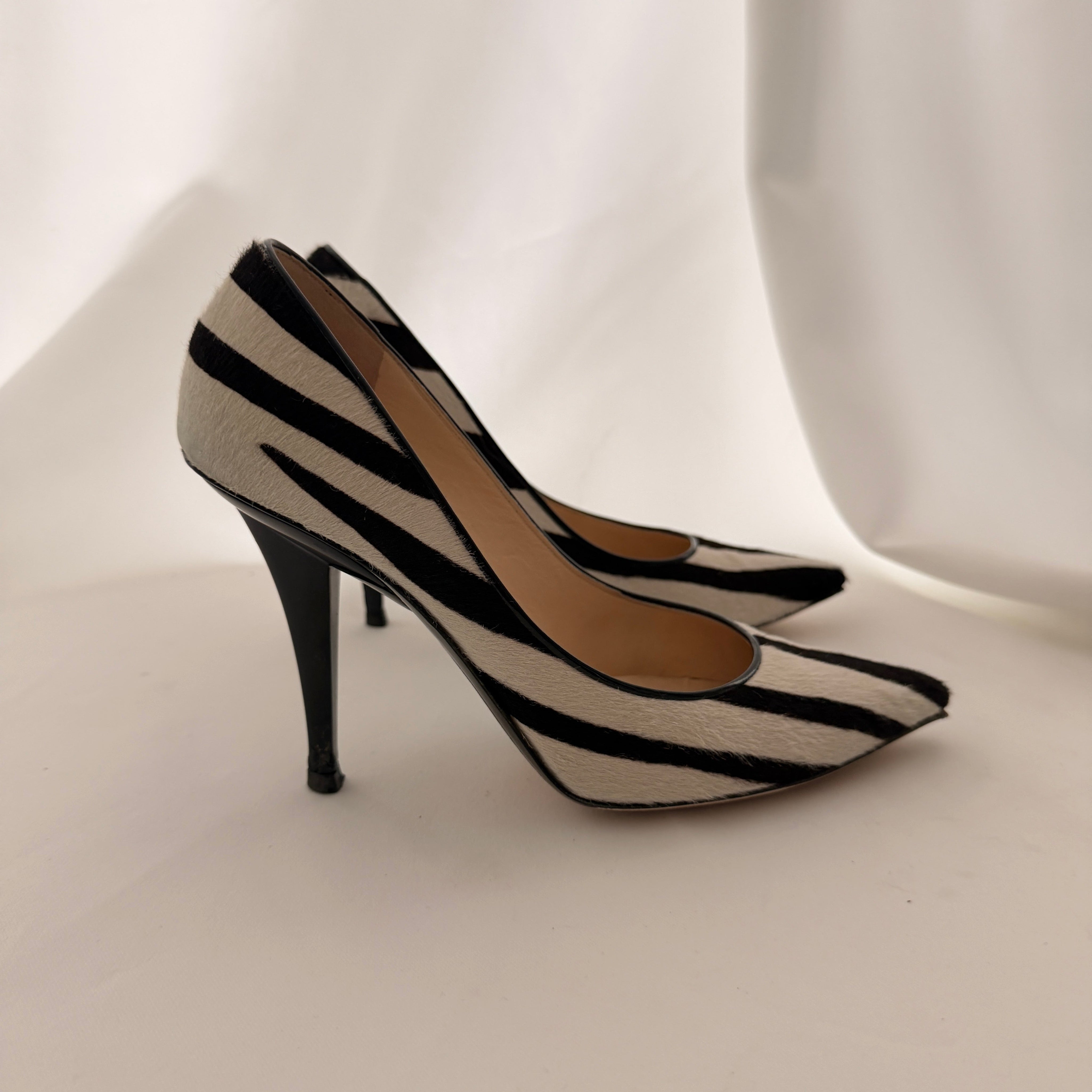 Jimmy Choo Zebra Print Pony Hair Heels - EU 37.5 / US 7